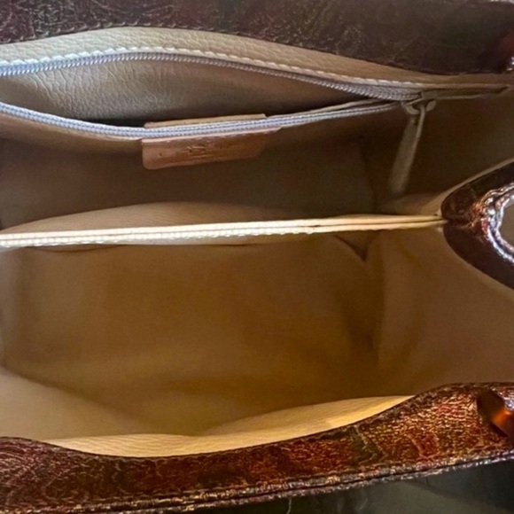 ETRO RARE PAISLEY TORTOISESHELL PATTERN PLASTIC HANDLE HANDBAG PVC/LEATHER - Picture 11 of 14